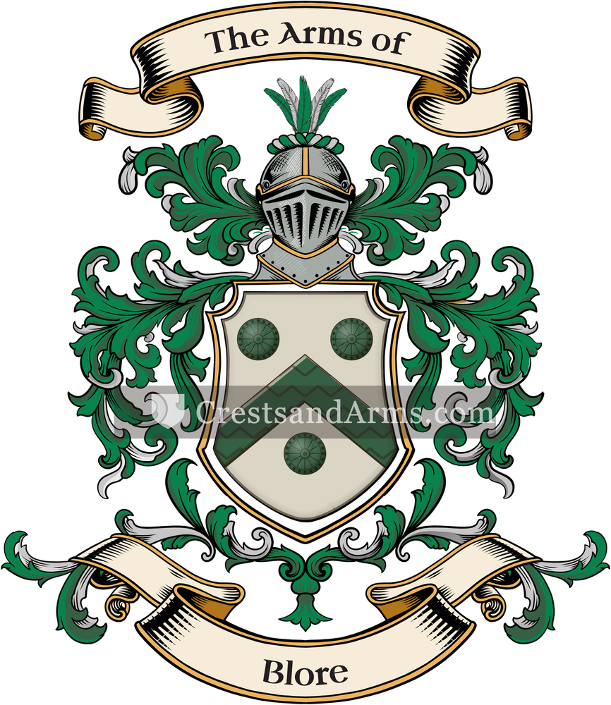 The Blore coat of arms, drawn from the recorded blazon