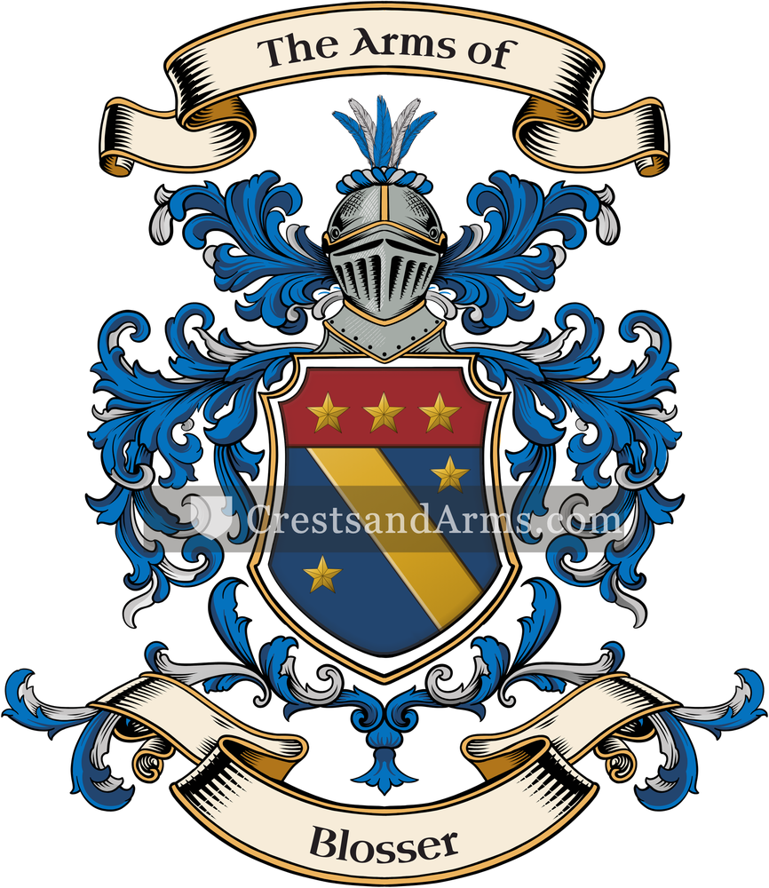 The Blosser coat of arms, drawn from the recorded blazon