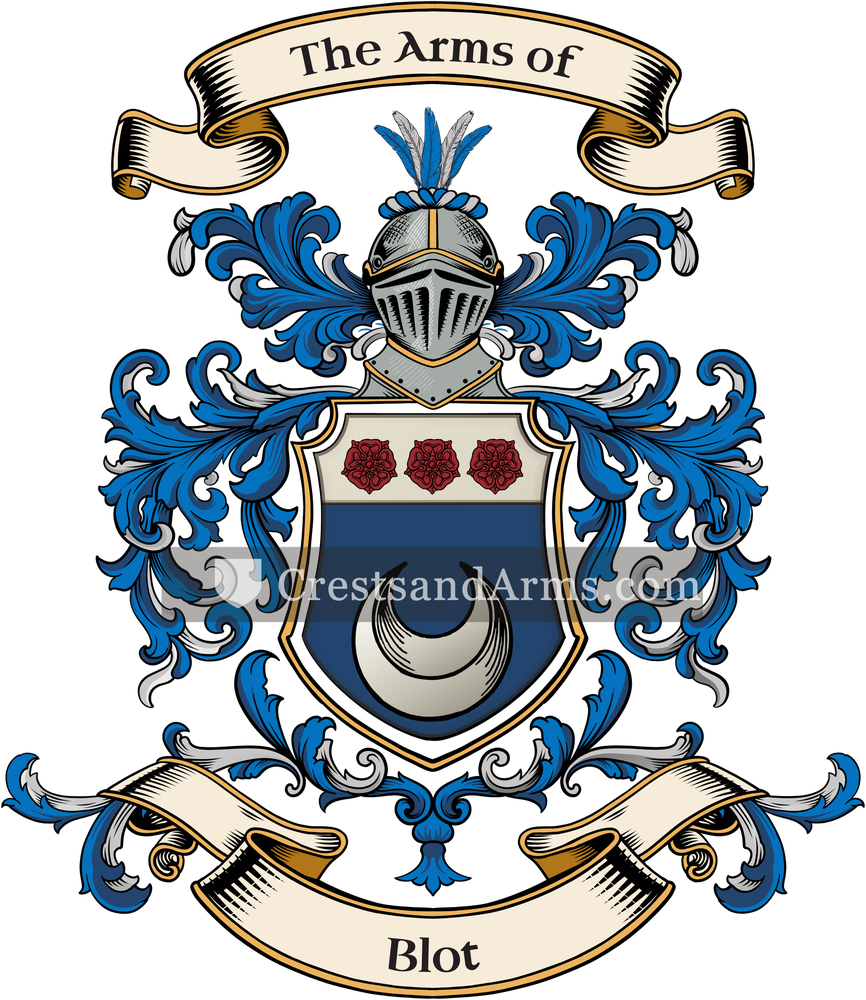 The Blot coat of arms, drawn from the recorded blazon