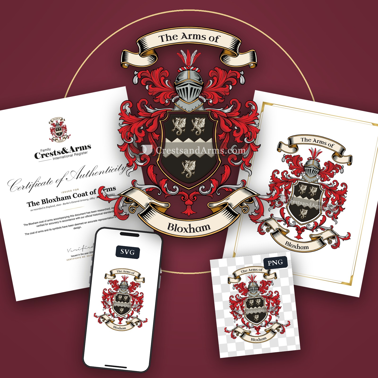 The Bloxham arms on the coat of arms — digital pack