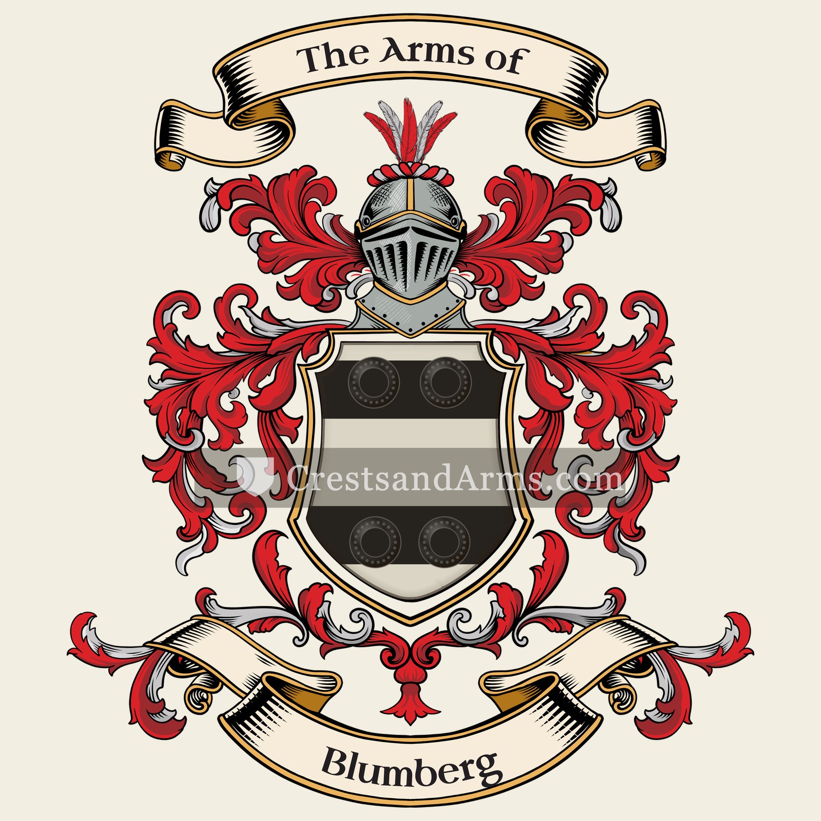 The Blumberg coat of arms, drawn from the recorded blazon