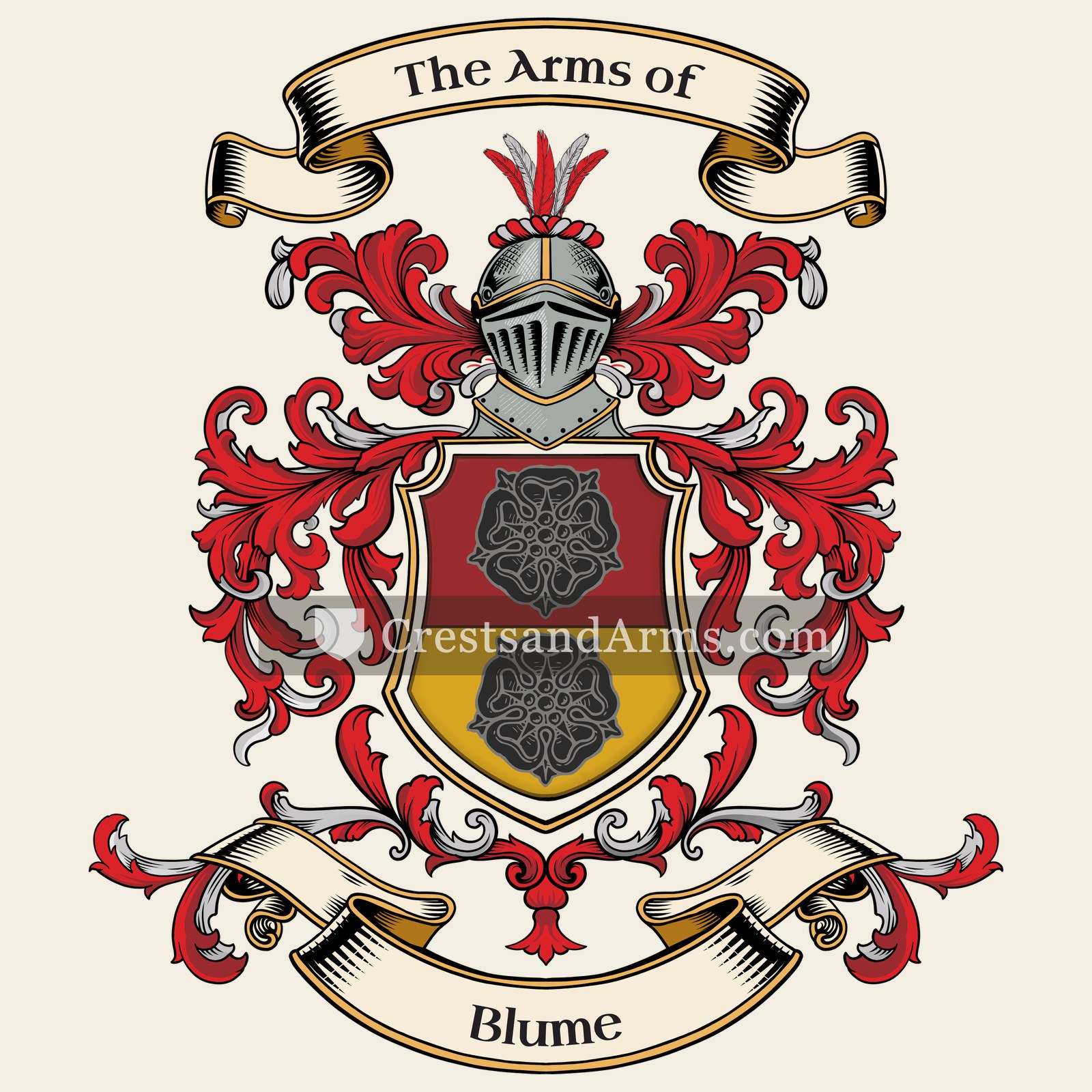 The Blume coat of arms, drawn from the recorded blazon