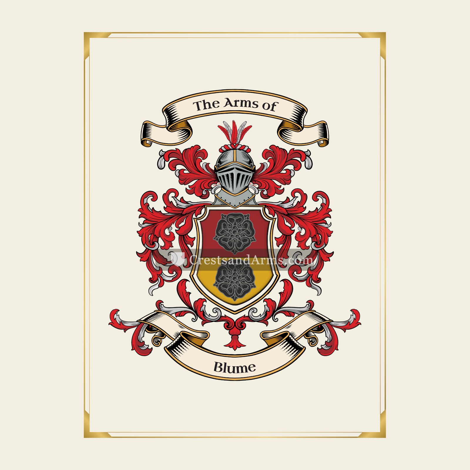 With gold border