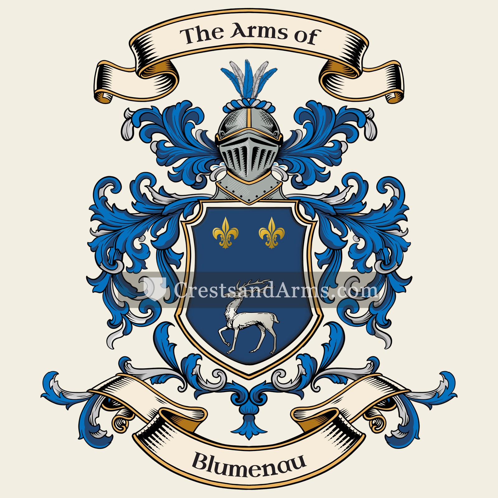 The Blumenau coat of arms, drawn from the recorded blazon