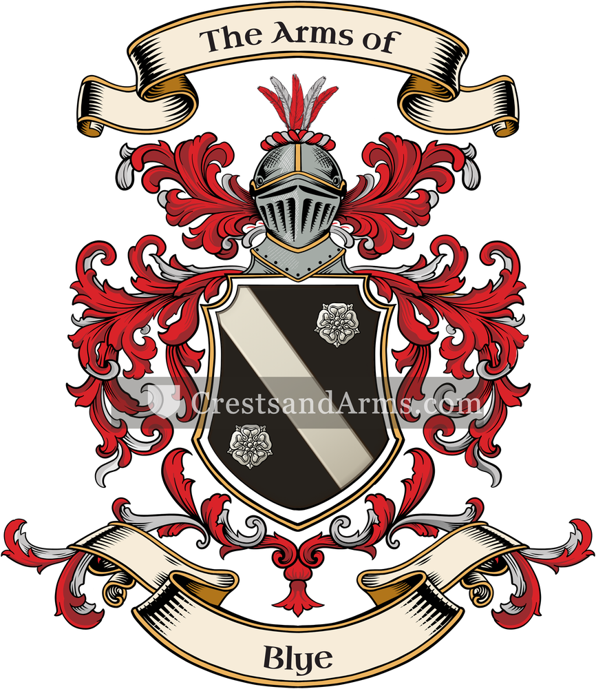The Blye coat of arms, drawn from the recorded blazon