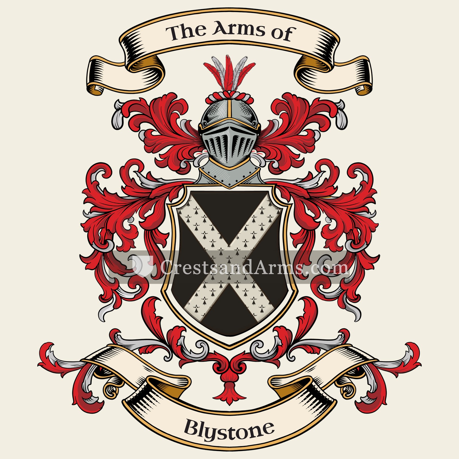 The Blystone coat of arms, drawn from the recorded blazon