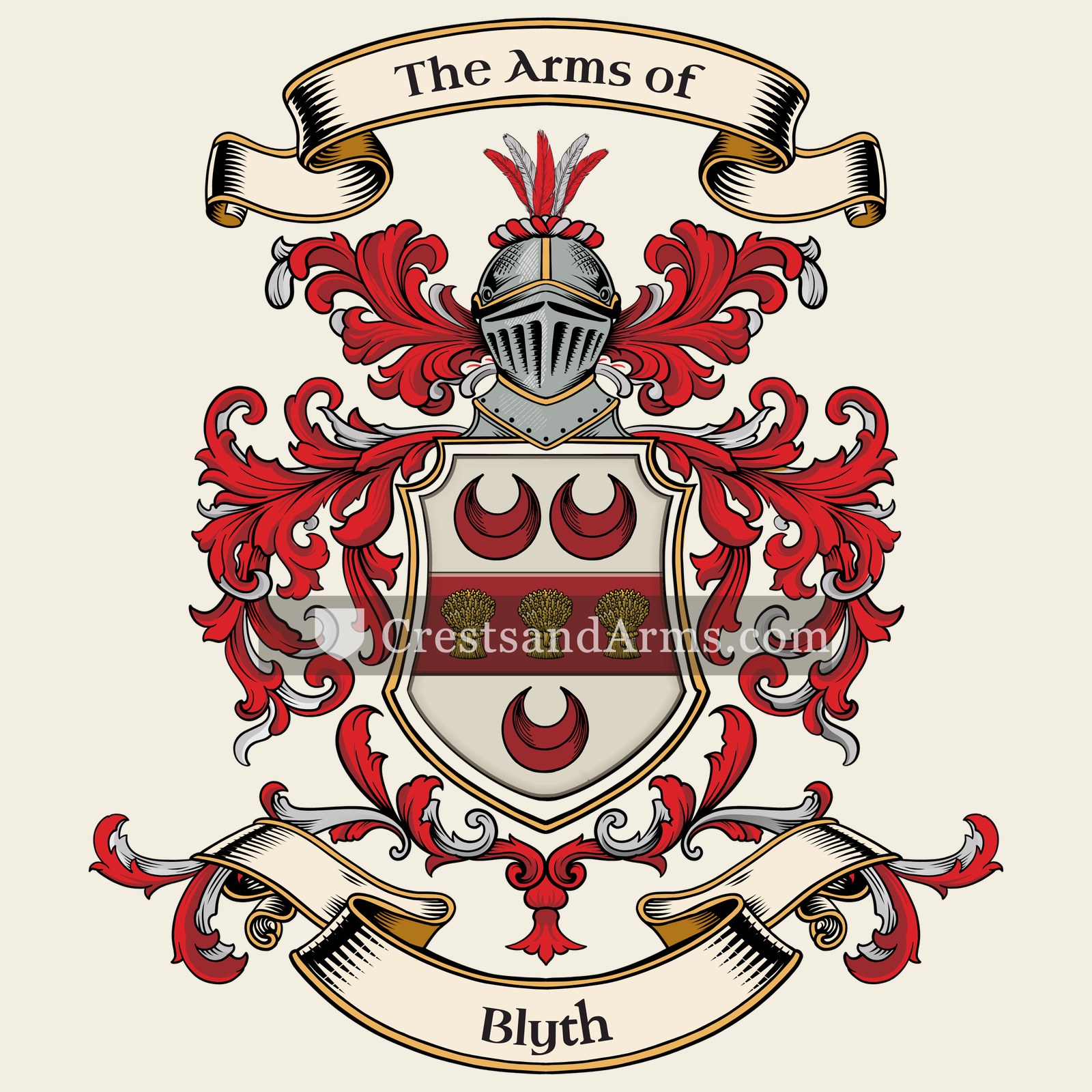 The Blyth coat of arms, drawn from the recorded blazon