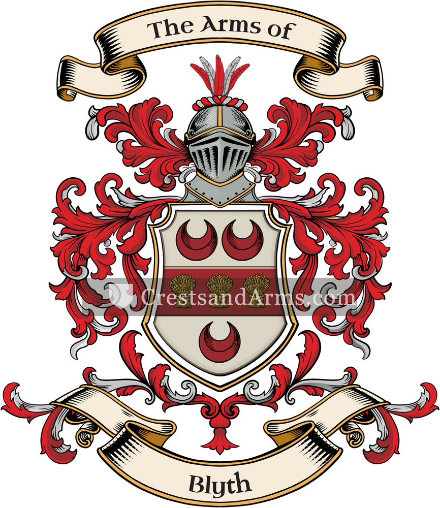 The Blyth coat of arms, drawn from the recorded blazon
