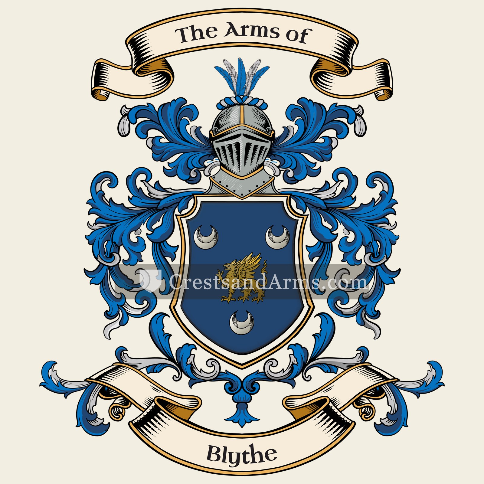 The Blythe coat of arms, drawn from the recorded blazon