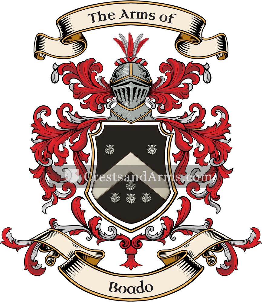 The Boado coat of arms, drawn from the recorded blazon