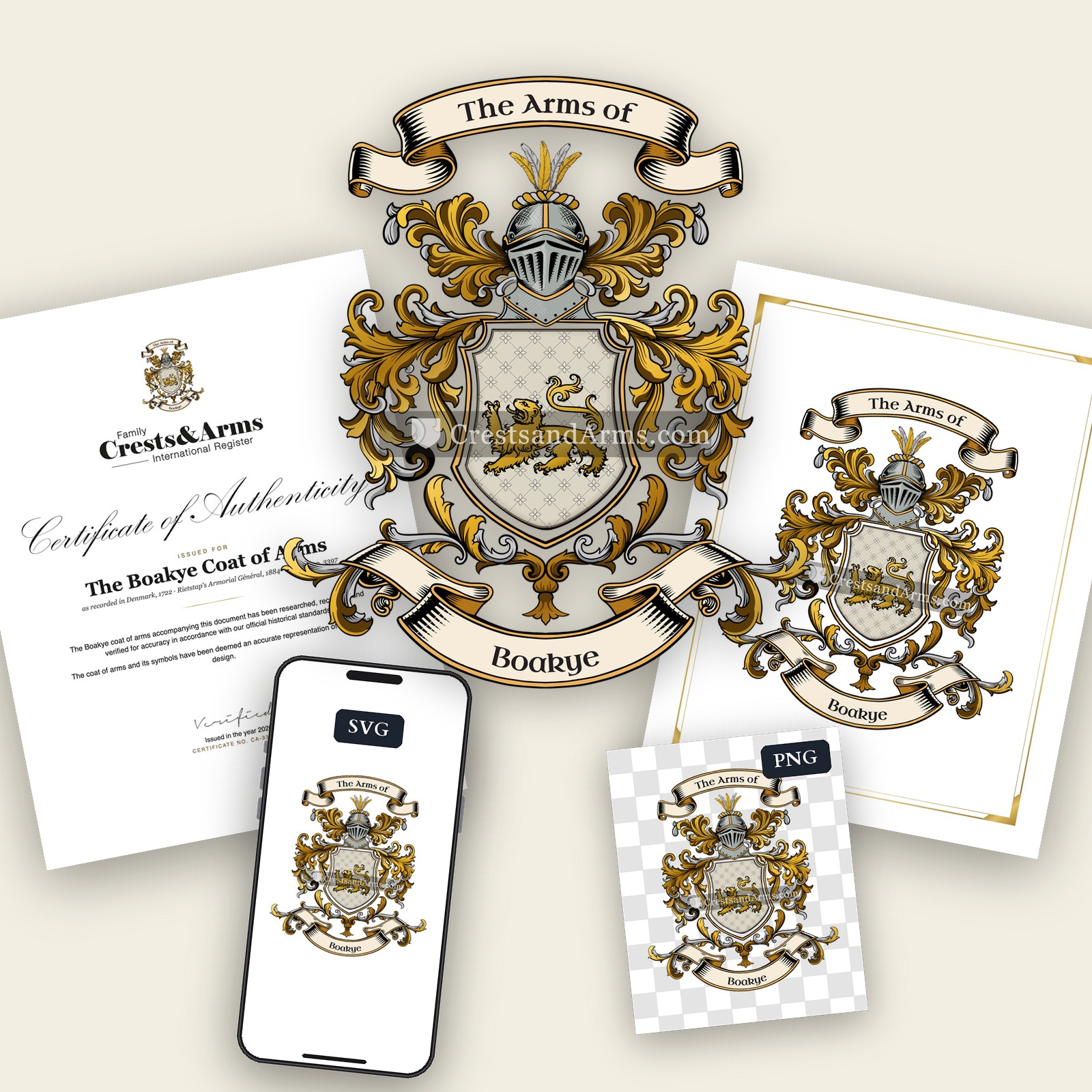 The Boakye arms on the coat of arms — digital pack