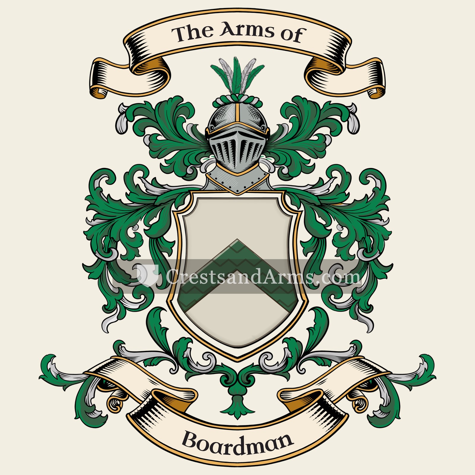 The Boardman coat of arms, drawn from the recorded blazon