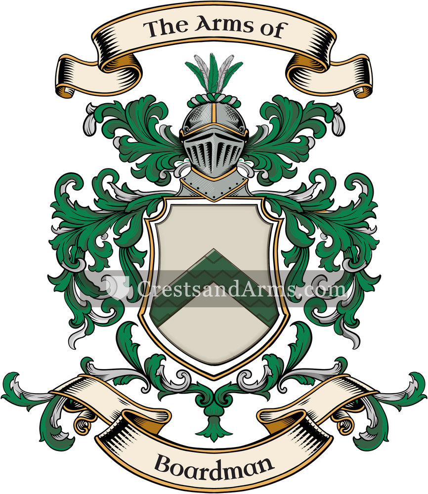 The Boardman coat of arms, drawn from the recorded blazon