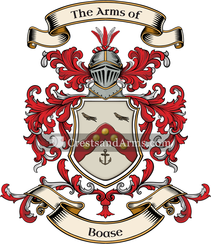 The Boase coat of arms, drawn from the recorded blazon