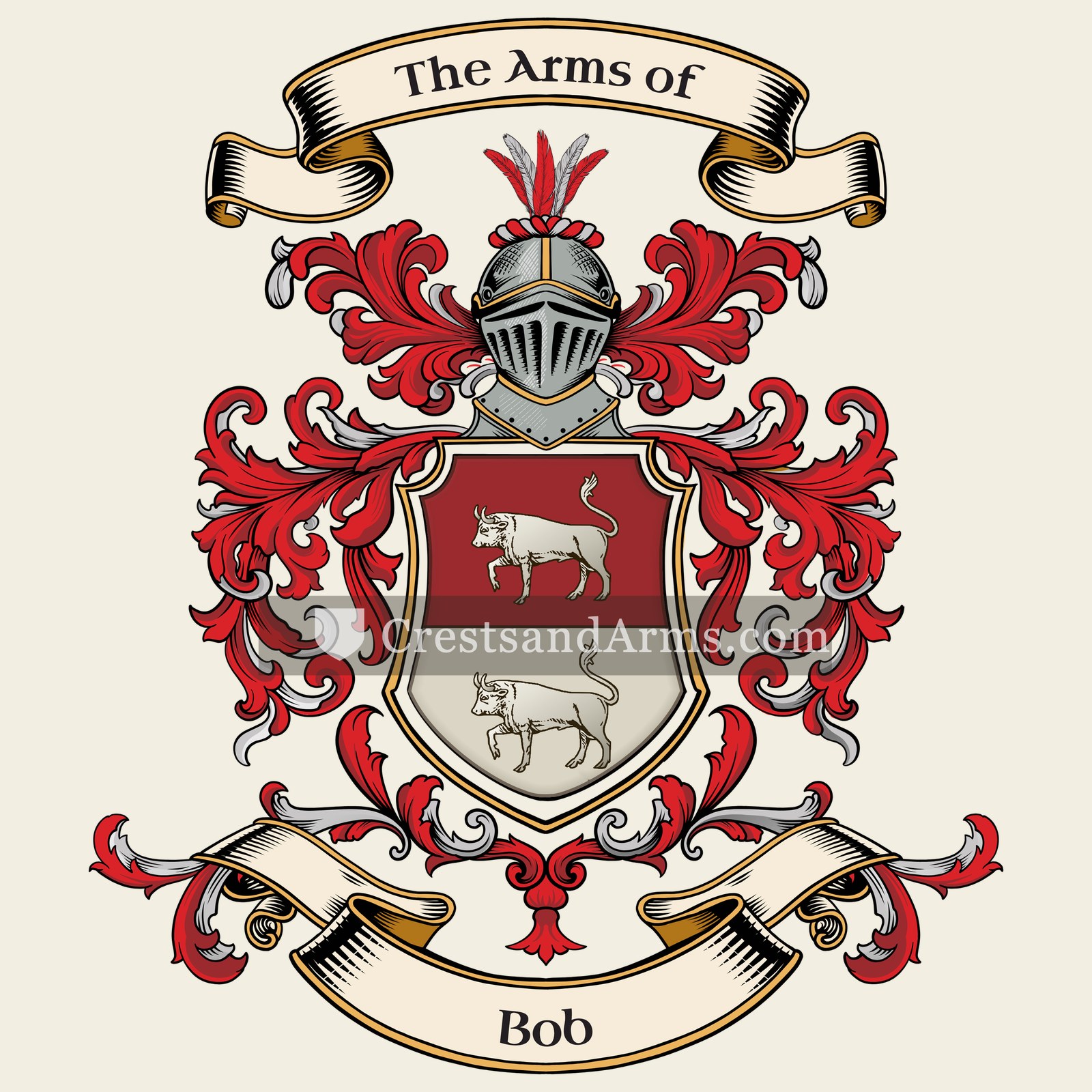 The Bob coat of arms, drawn from the recorded blazon