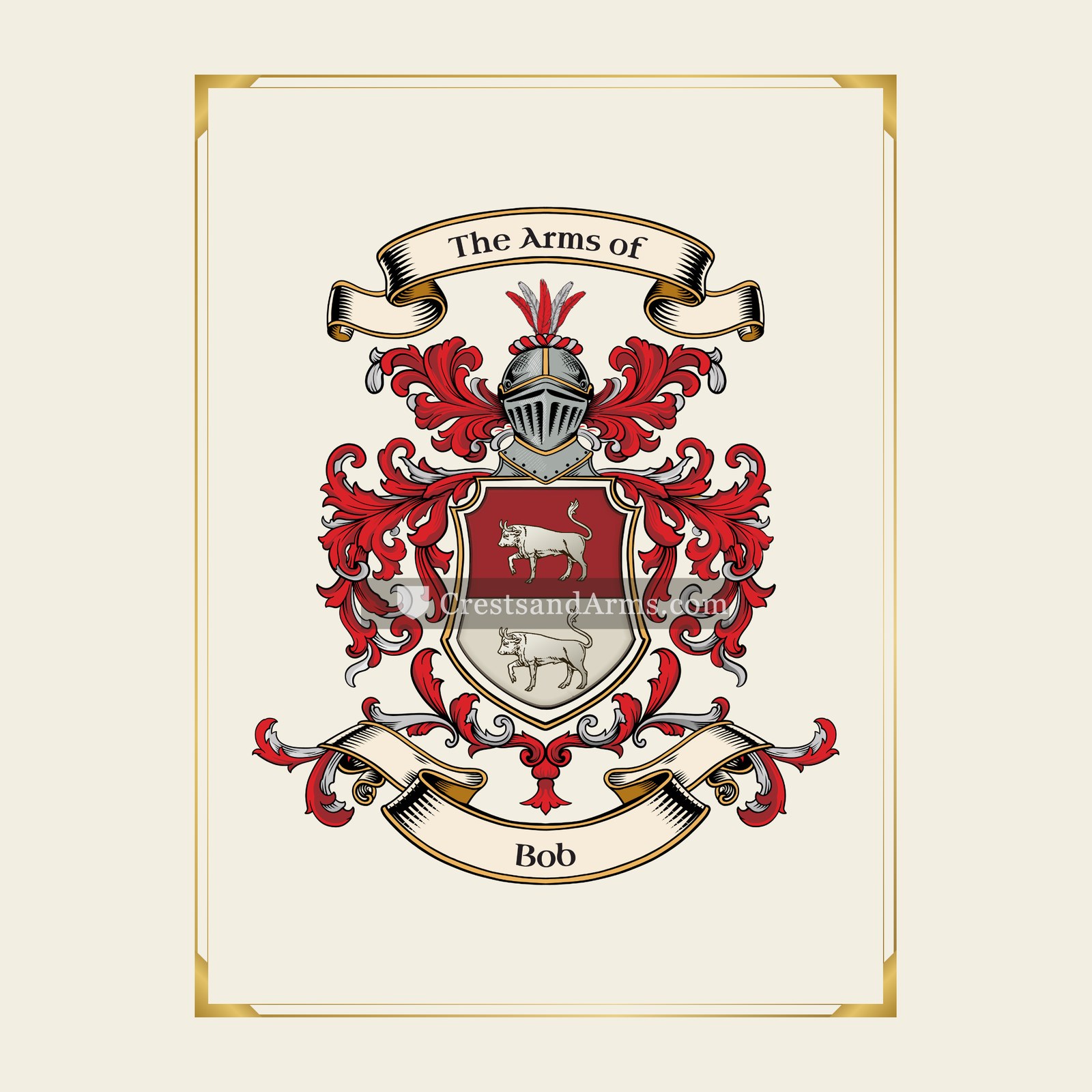 With gold border