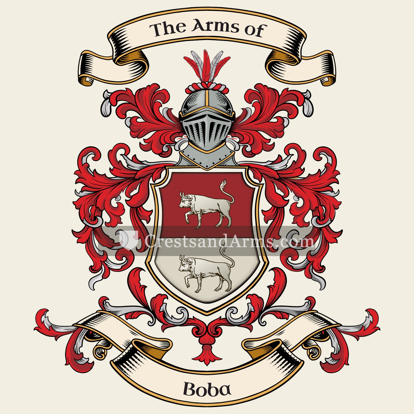 The Boba coat of arms, drawn from the recorded blazon