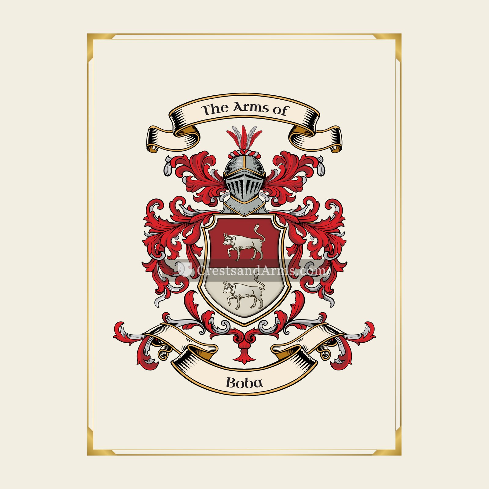 With gold border