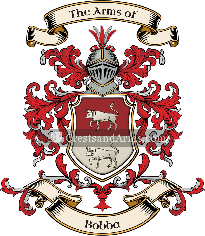 The Bobba coat of arms, drawn from the recorded blazon