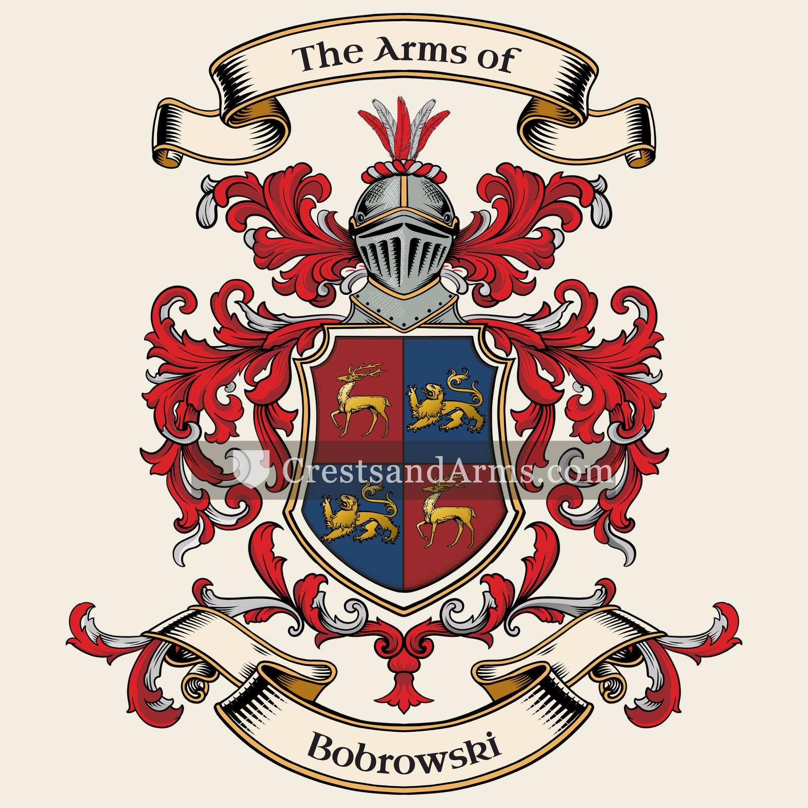 The Bobrowski coat of arms, drawn from the recorded blazon