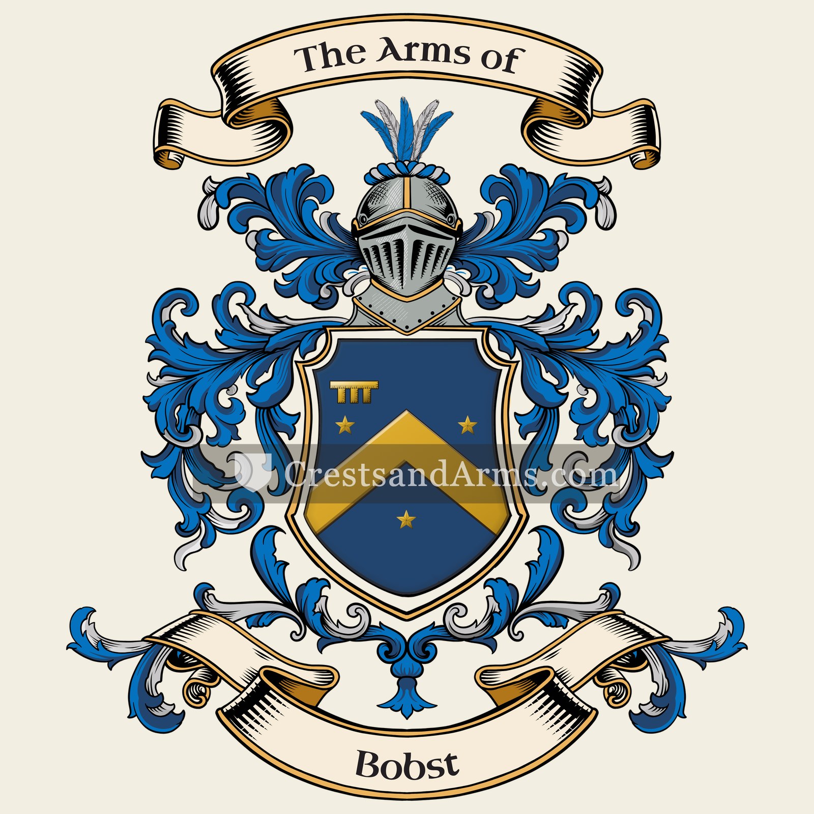 The Bobst coat of arms, drawn from the recorded blazon