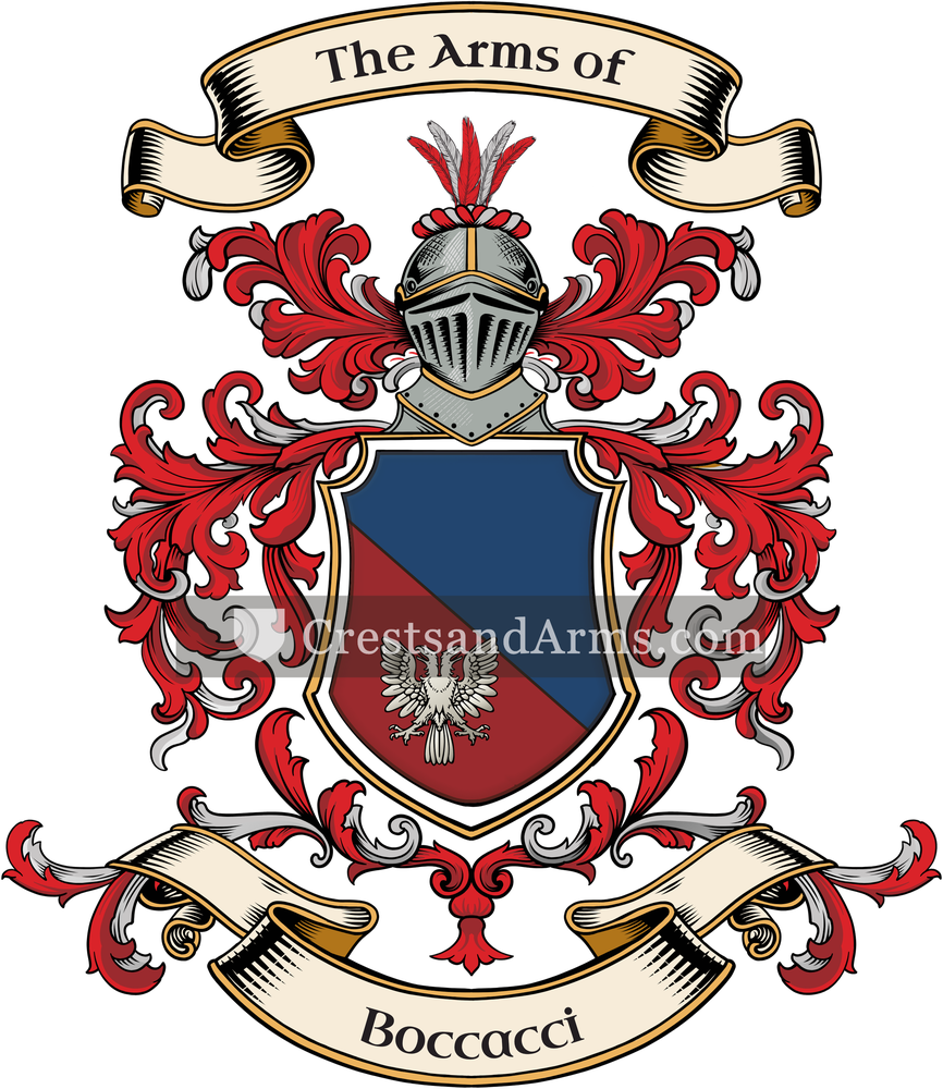 The Boccacci coat of arms, drawn from the recorded blazon