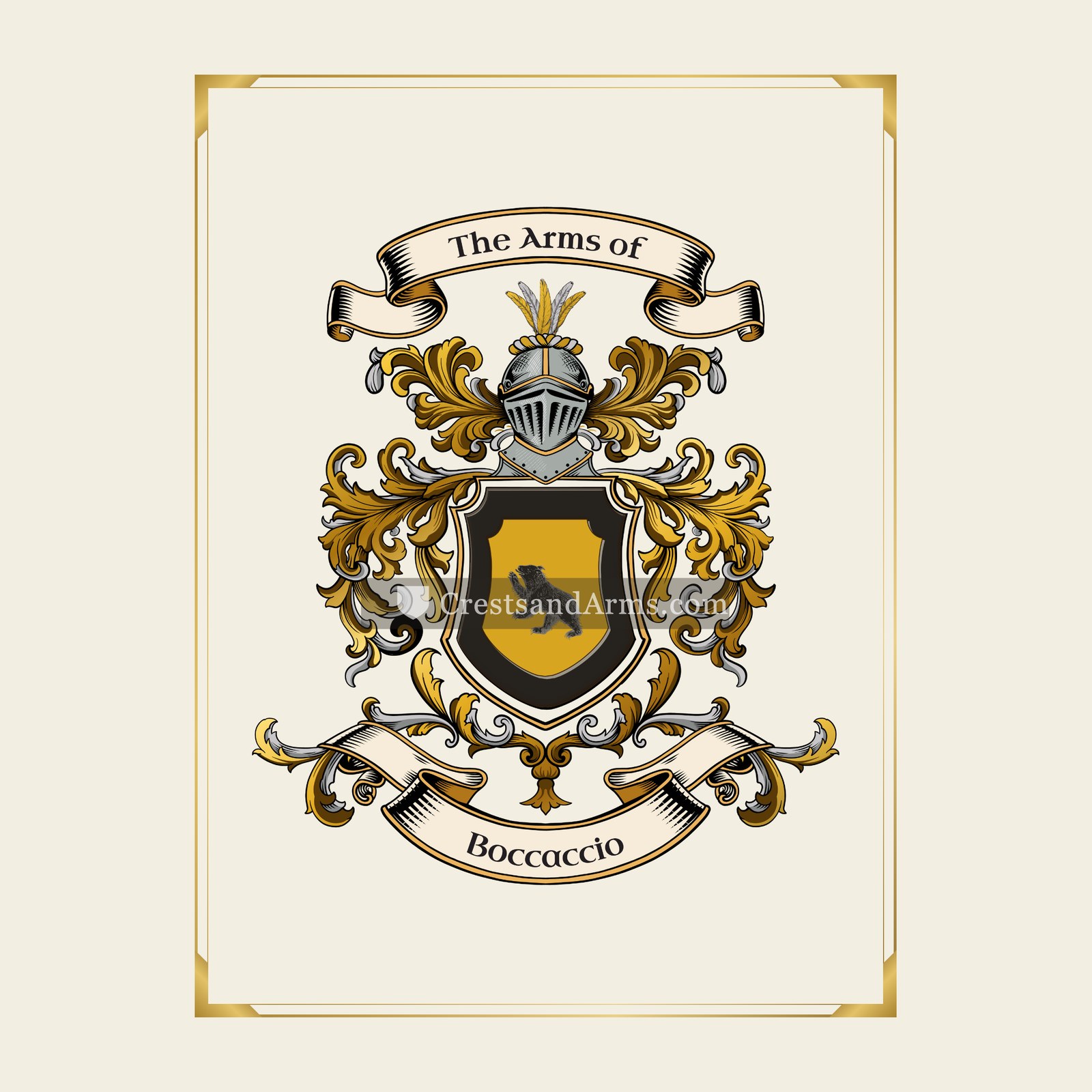 With gold border
