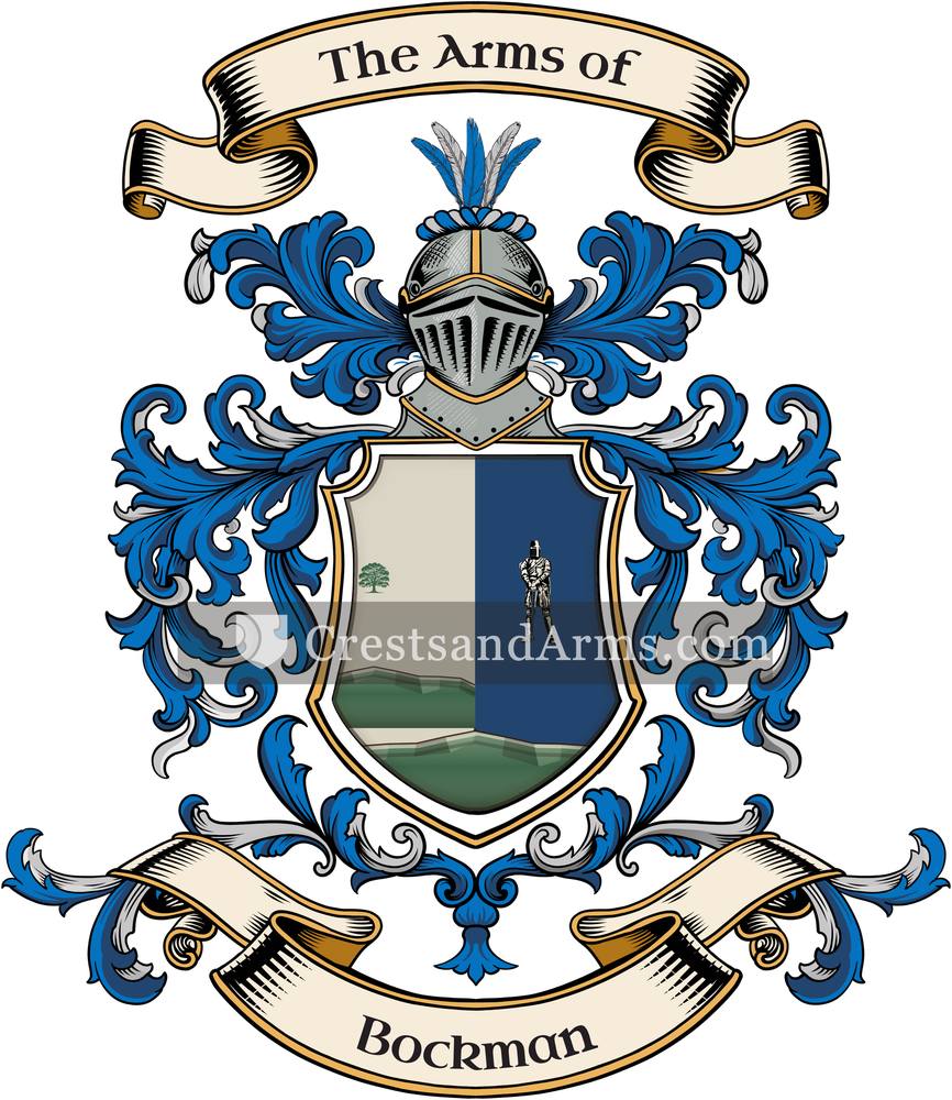 The Bockman coat of arms, drawn from the recorded blazon