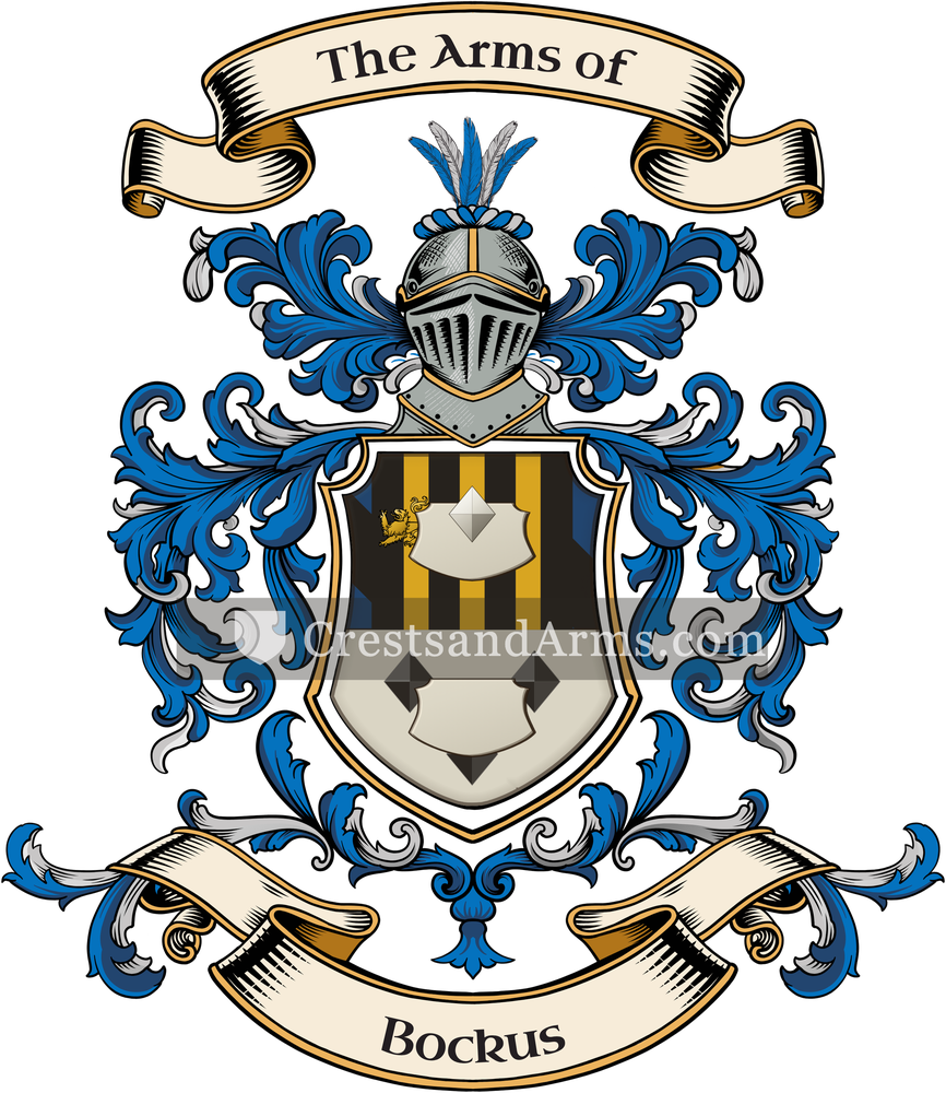 The Bockus coat of arms, drawn from the recorded blazon
