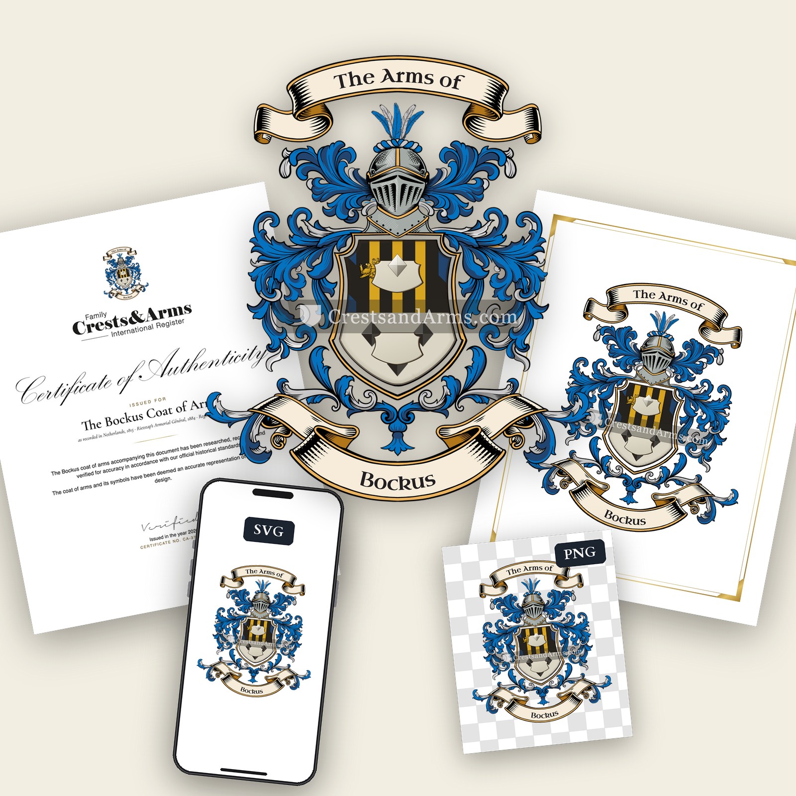 The Bockus arms on the coat of arms — digital pack