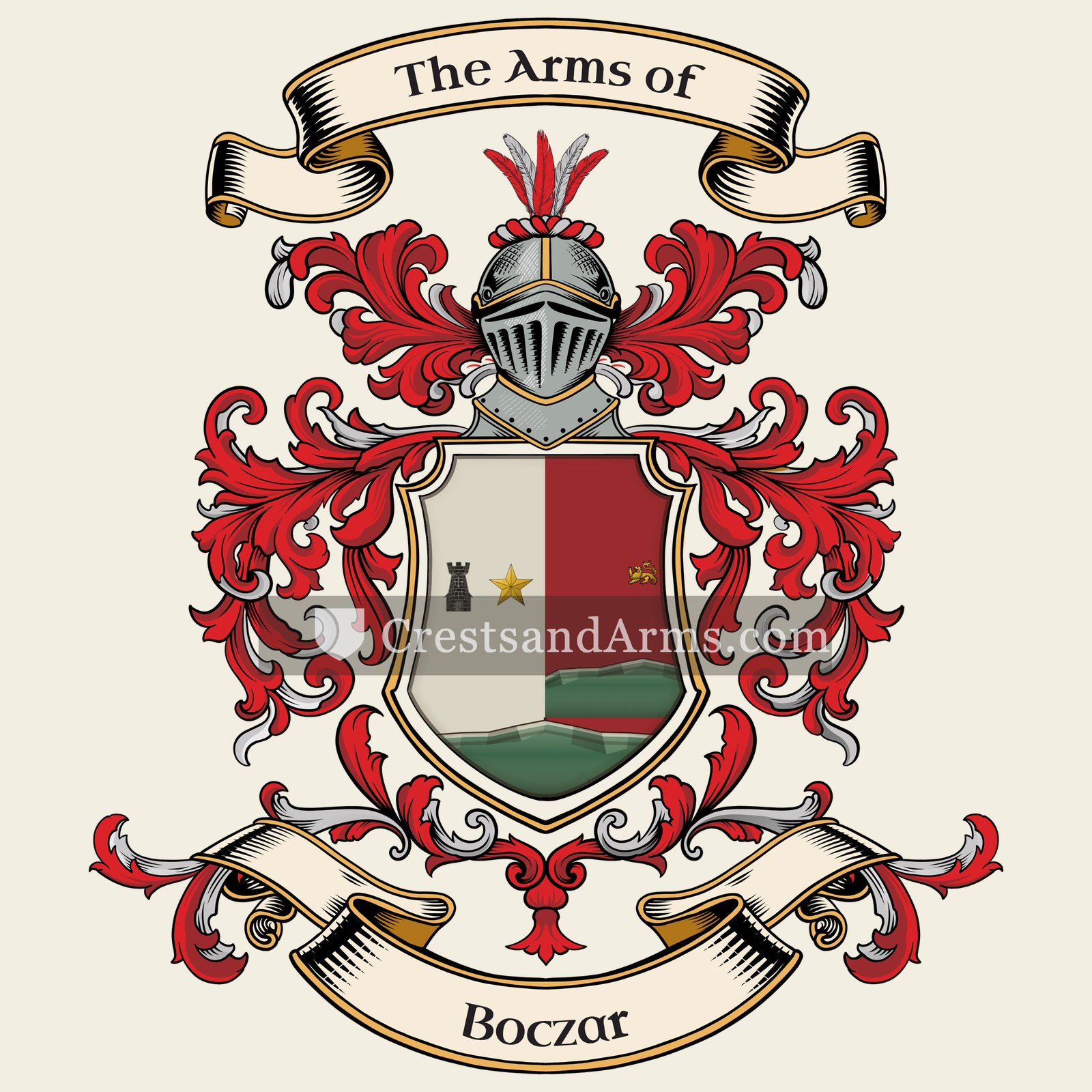 The Boczar coat of arms, drawn from the recorded blazon
