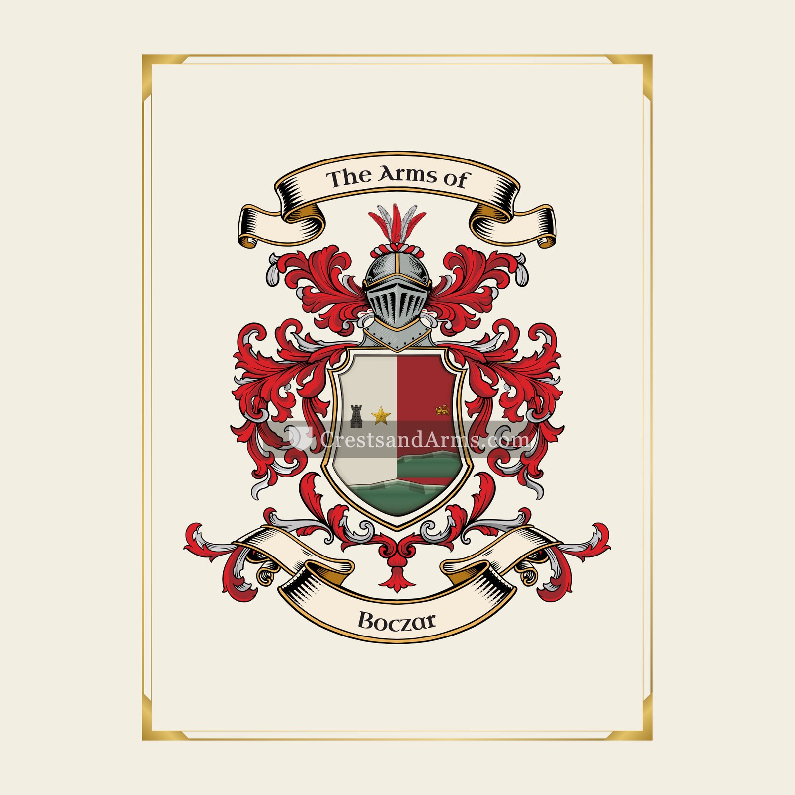 With gold border