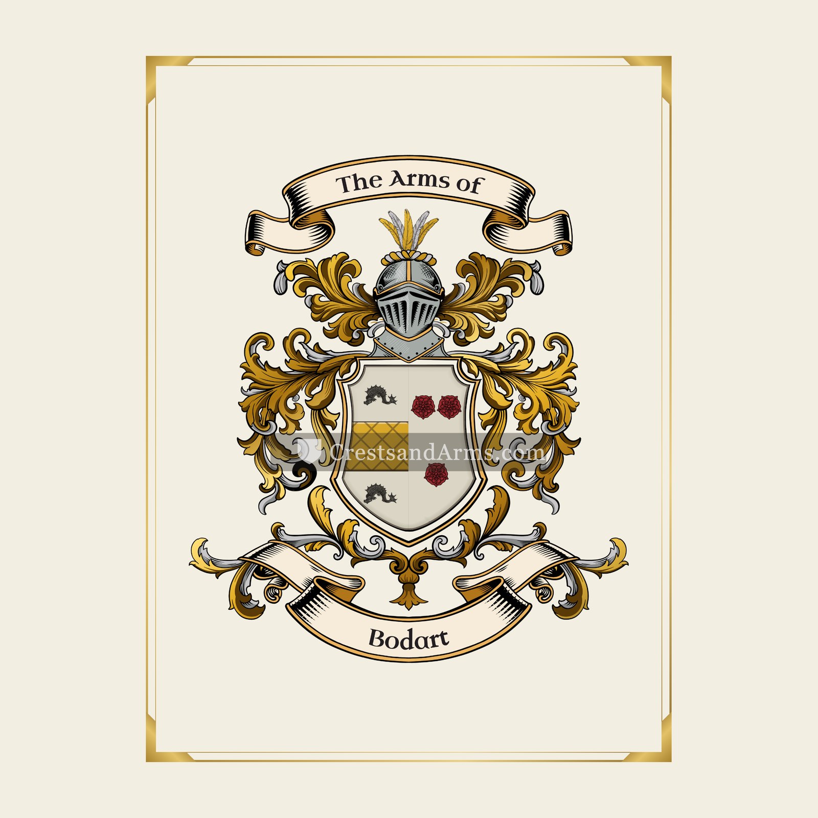 With gold border