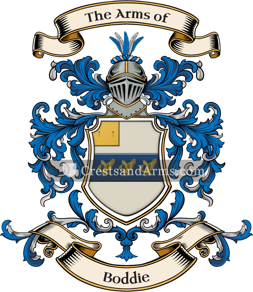 The Boddie coat of arms, drawn from the recorded blazon