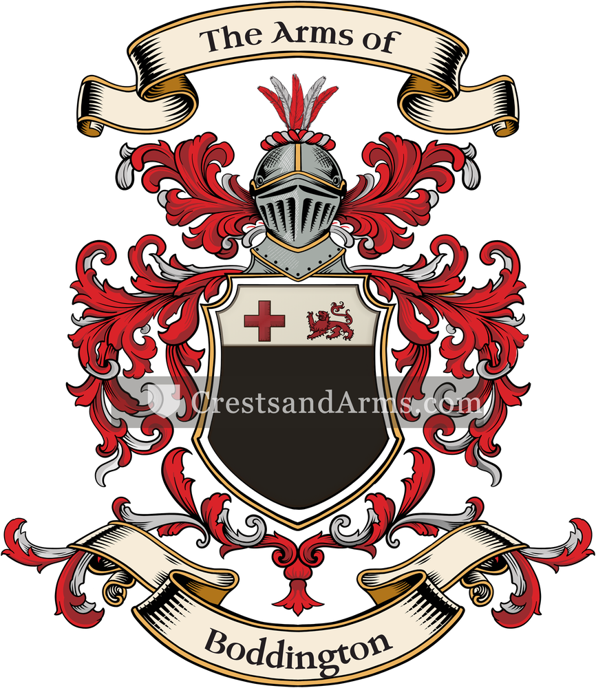 The Boddington coat of arms, drawn from the recorded blazon