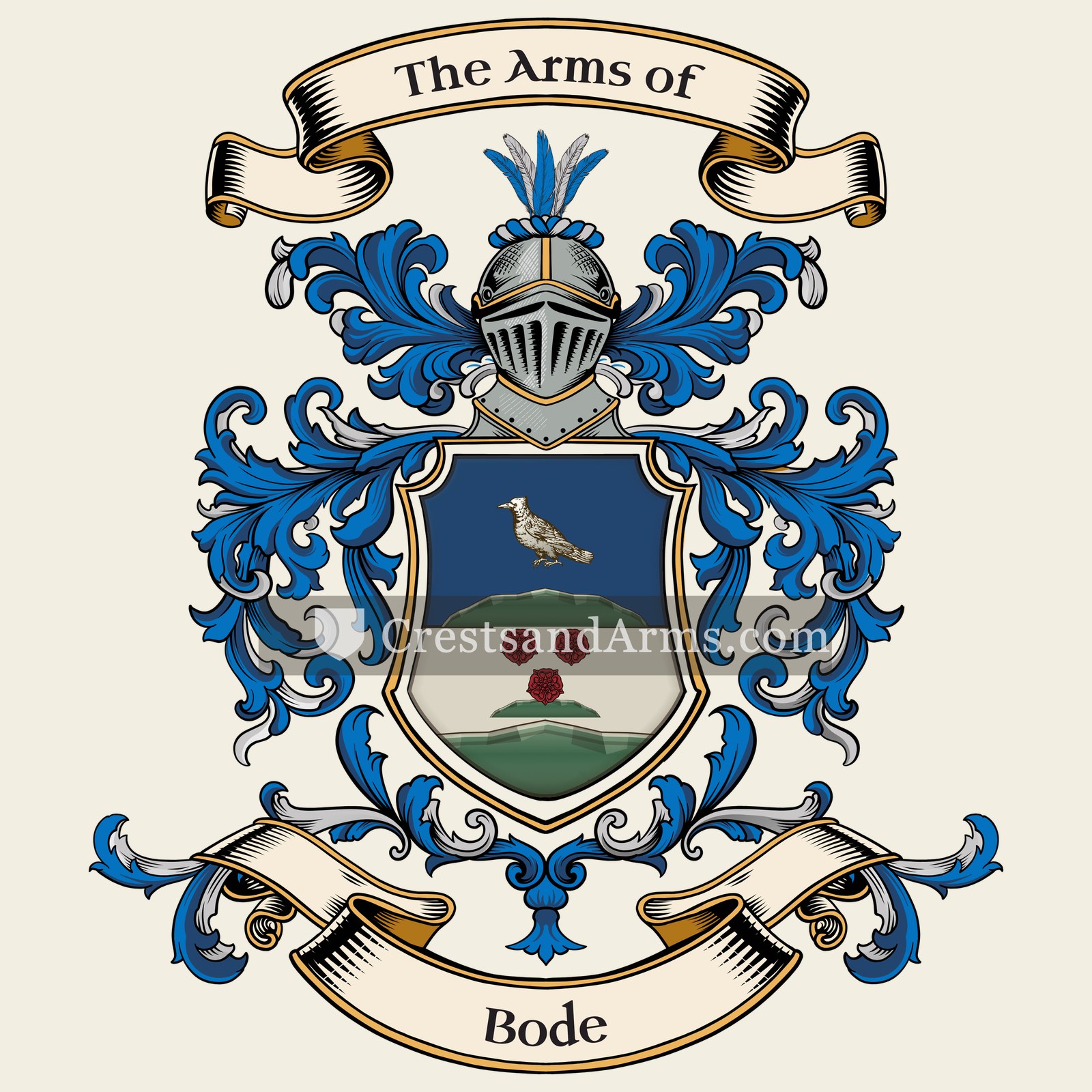The Bode coat of arms, drawn from the recorded blazon