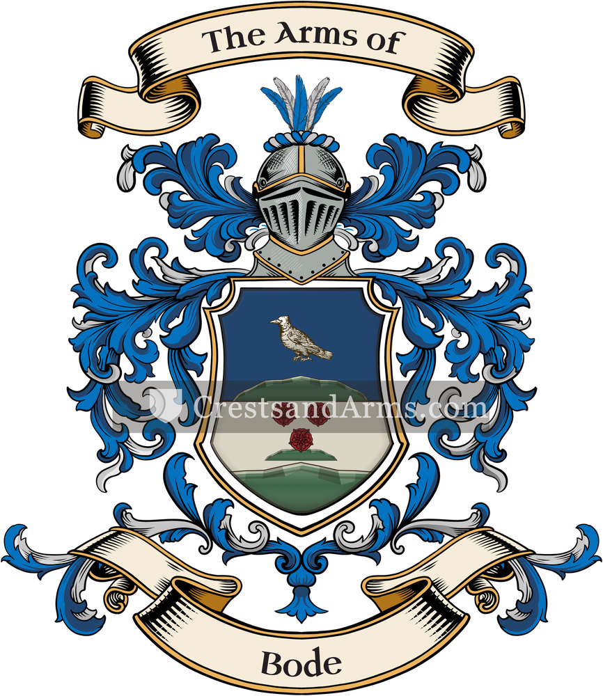 The Bode coat of arms, drawn from the recorded blazon