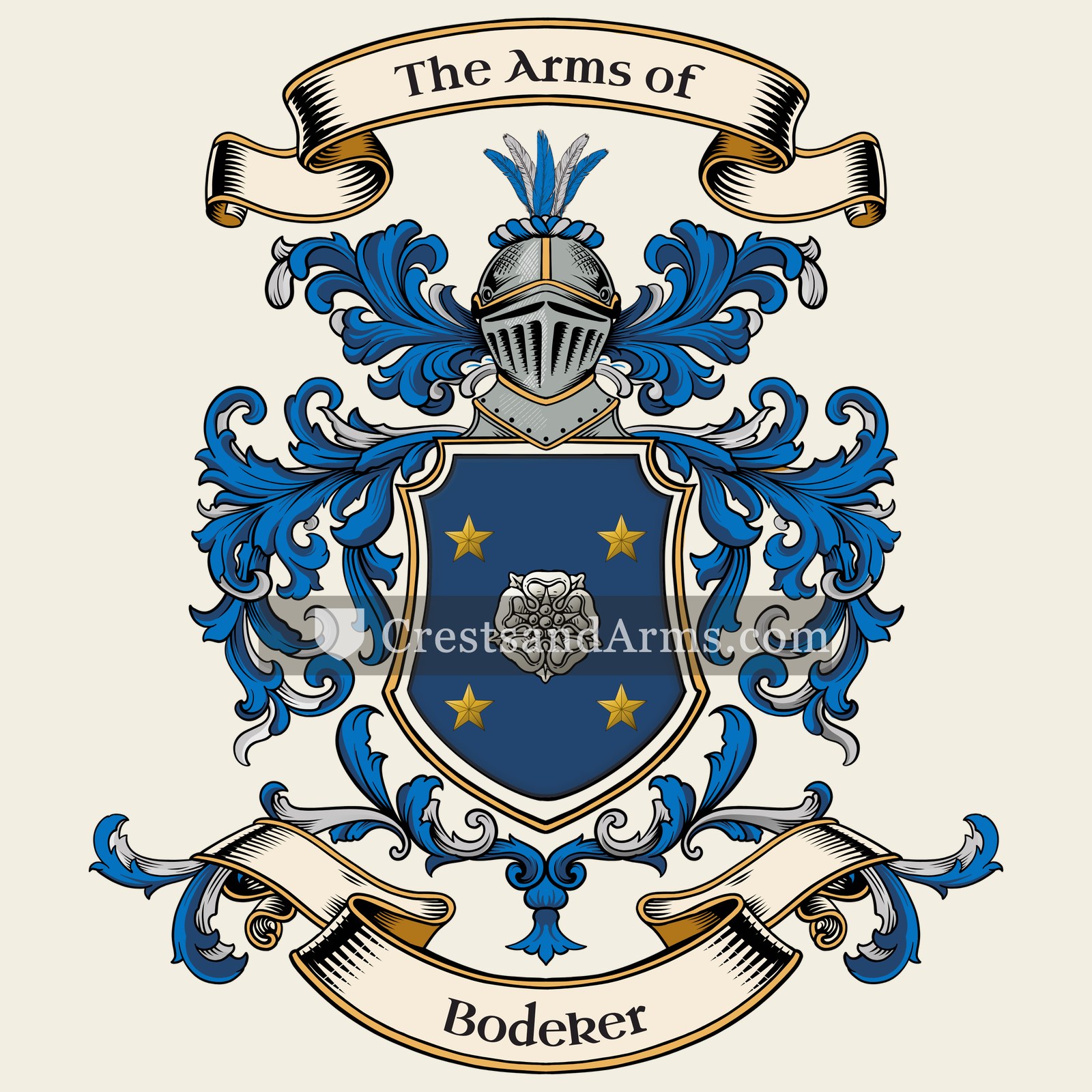 The Bodeker coat of arms, drawn from the recorded blazon
