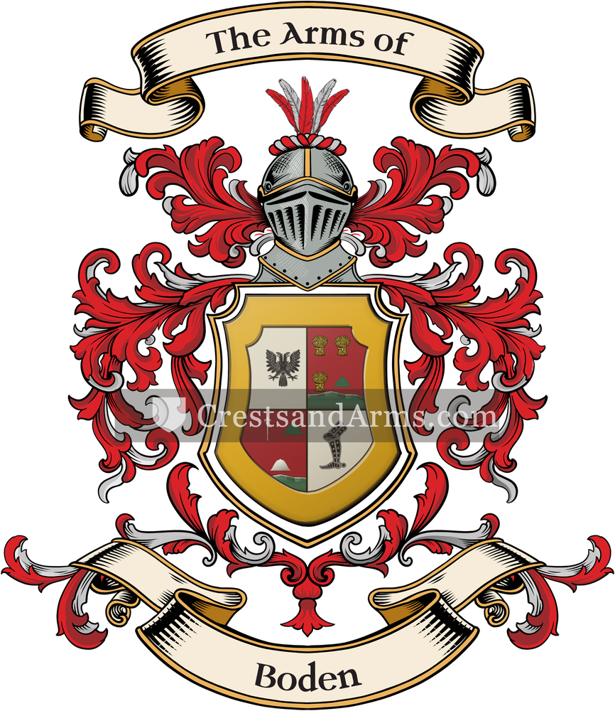 The Boden coat of arms, drawn from the recorded blazon