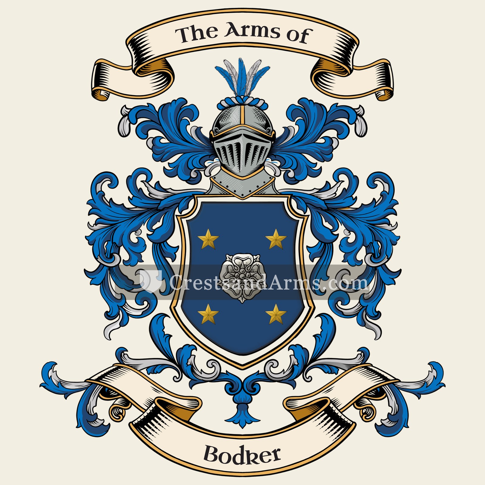 The Bodker coat of arms, drawn from the recorded blazon
