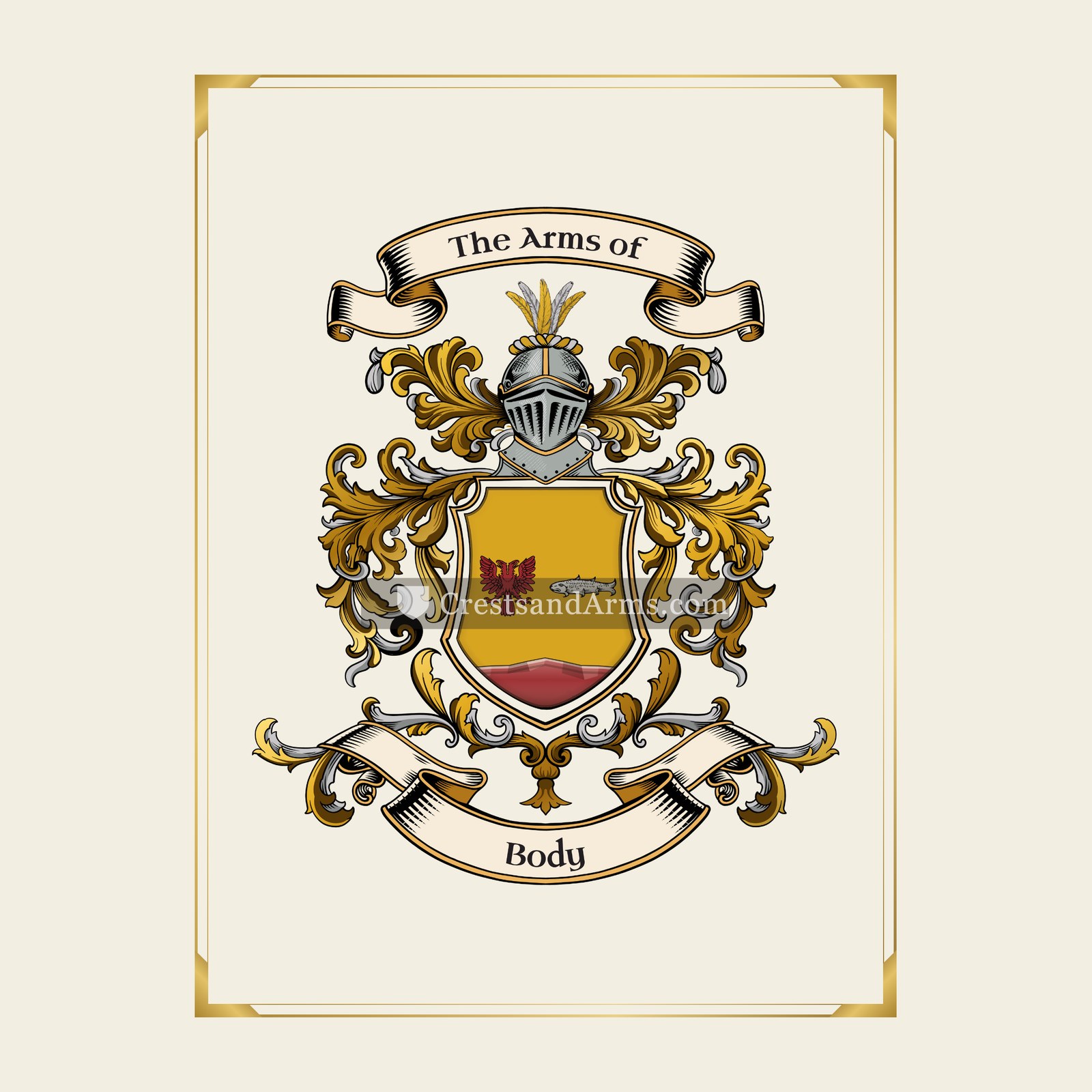 With gold border