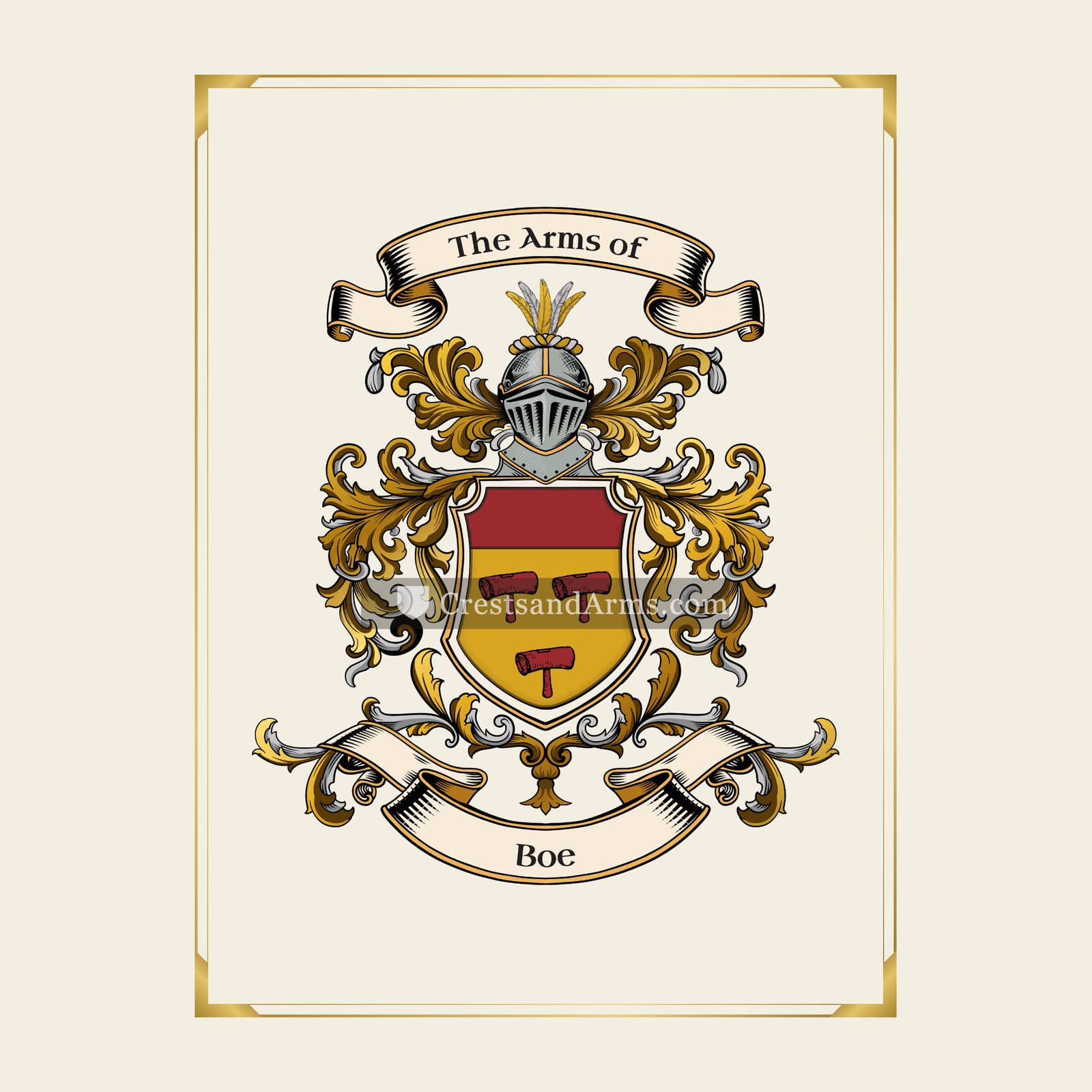 With gold border