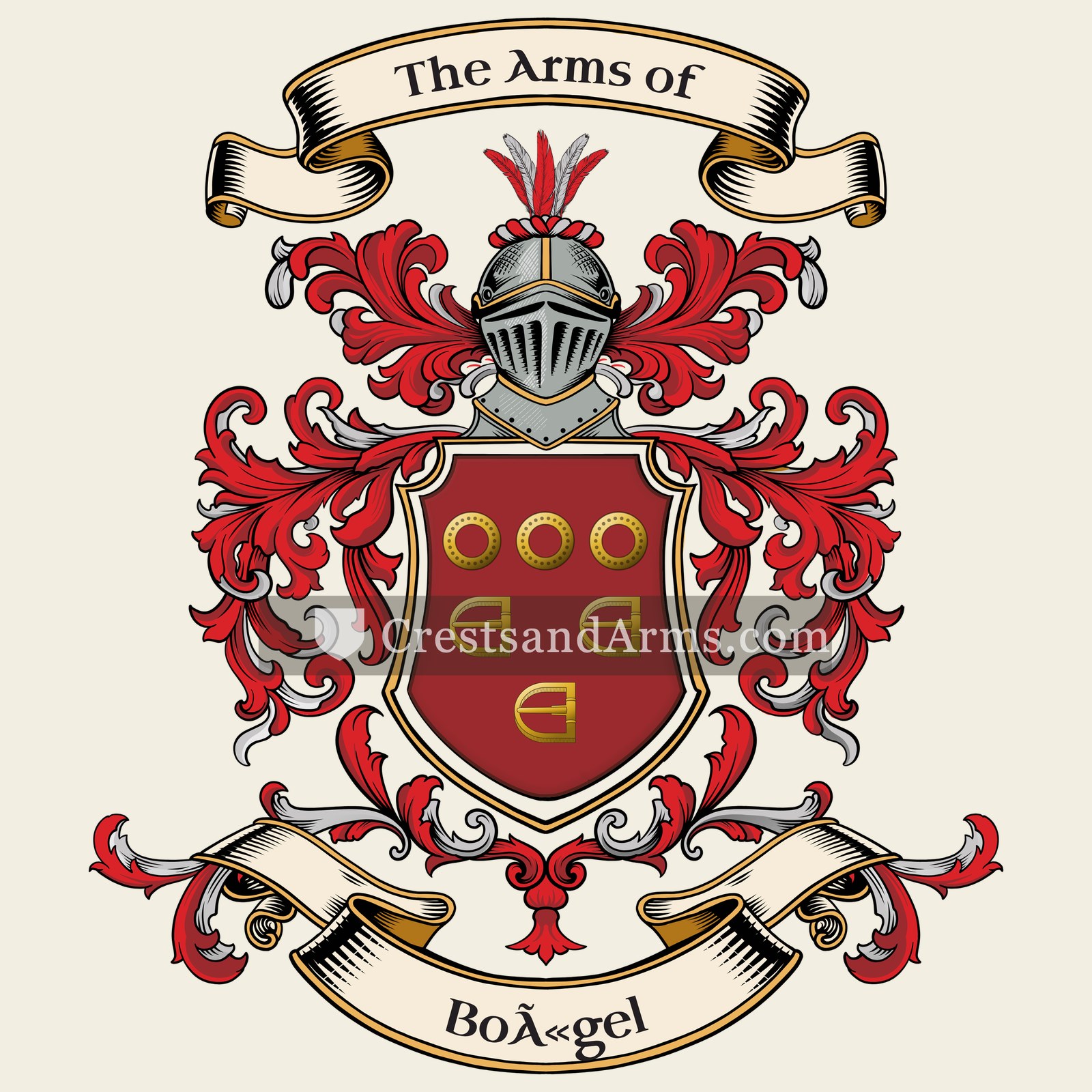 The Boëgel coat of arms, drawn from the recorded blazon