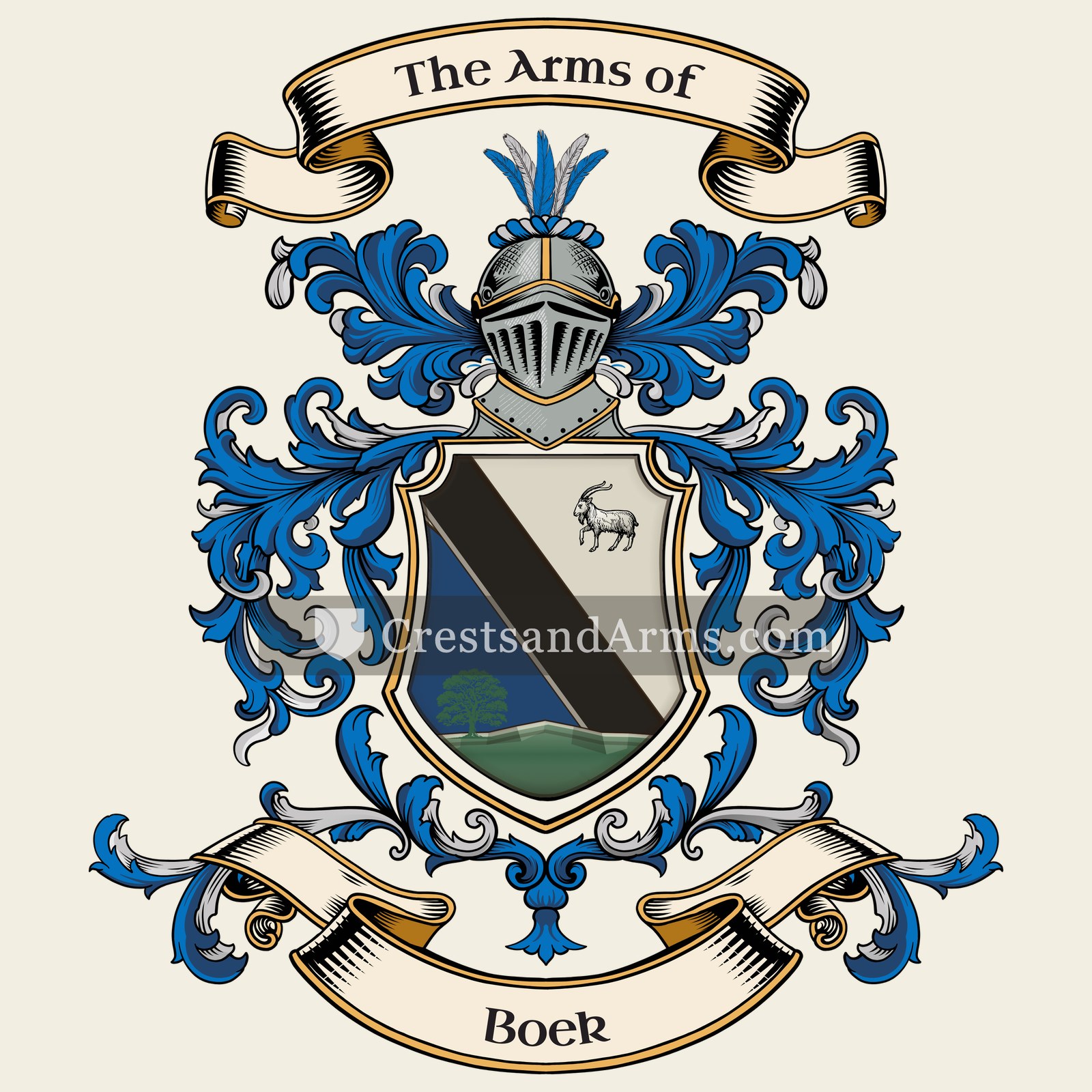 The Boek coat of arms, drawn from the recorded blazon