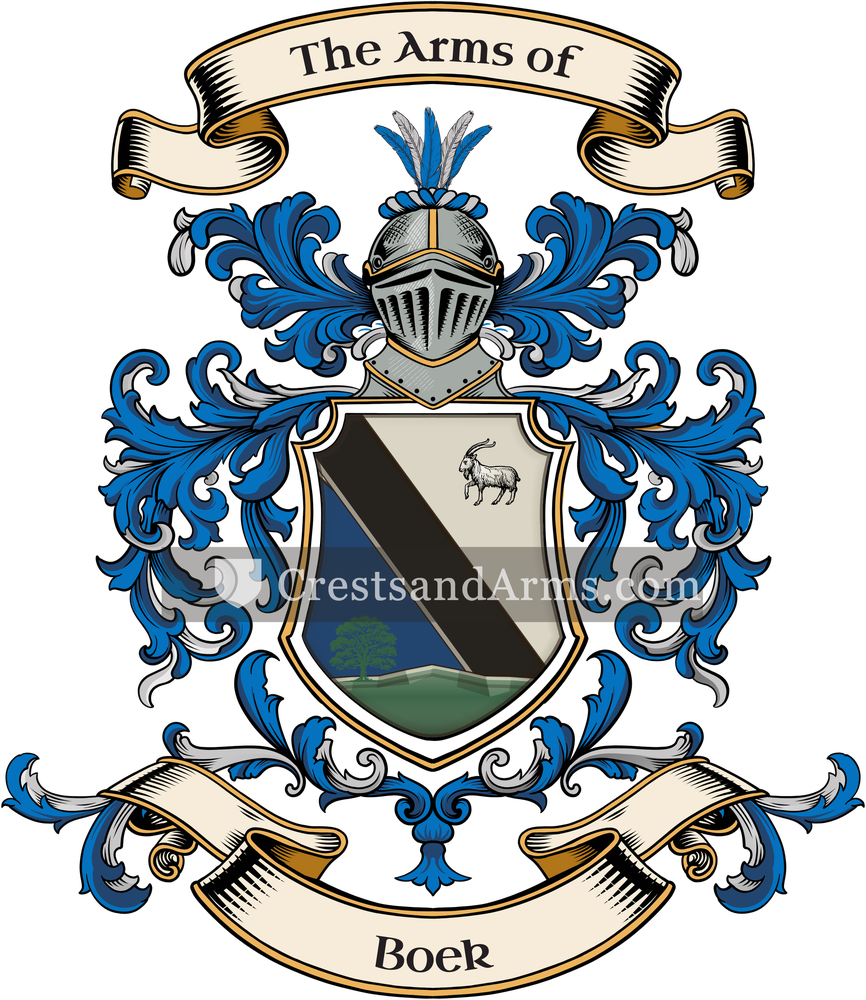 The Boek coat of arms, drawn from the recorded blazon
