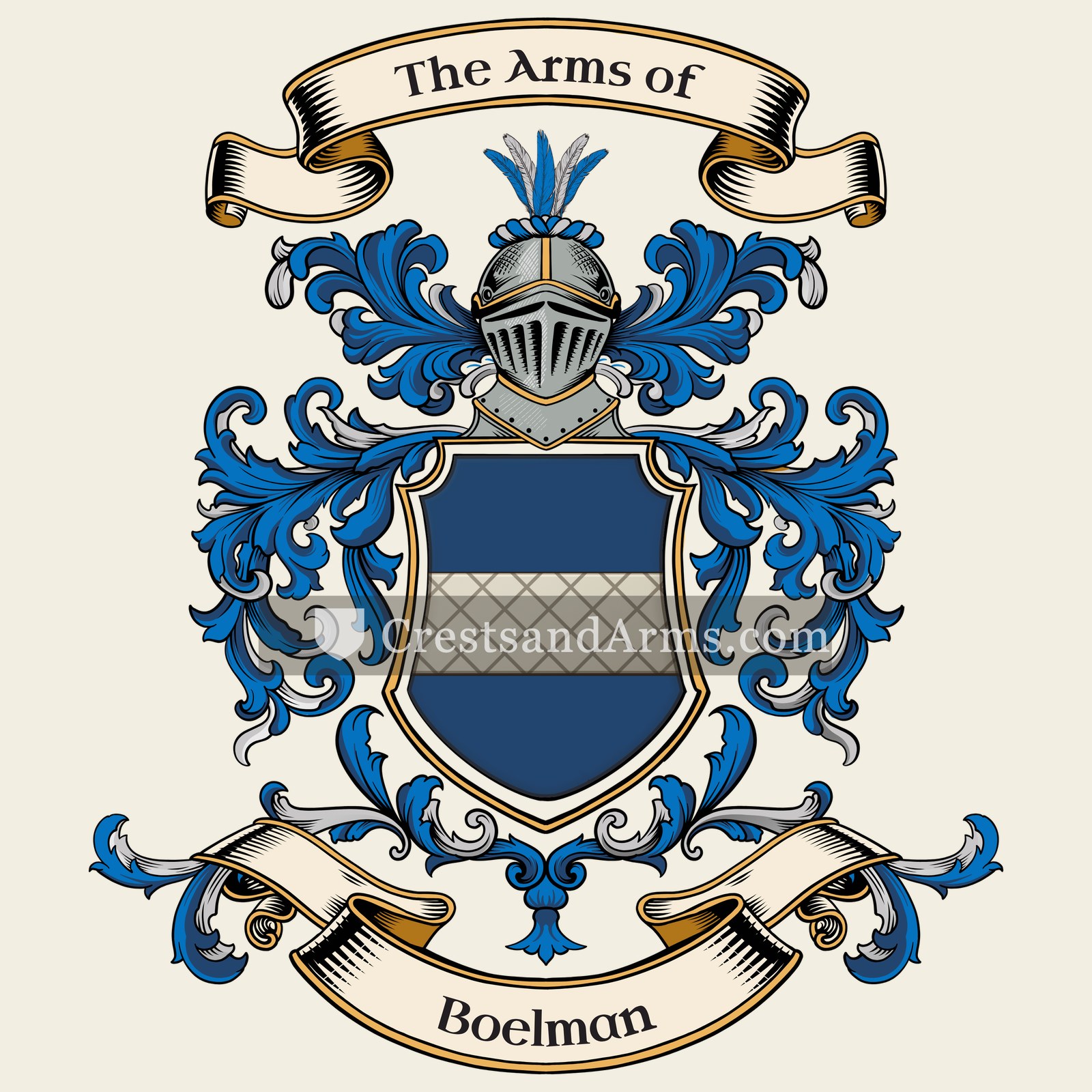 The Boelman coat of arms, drawn from the recorded blazon