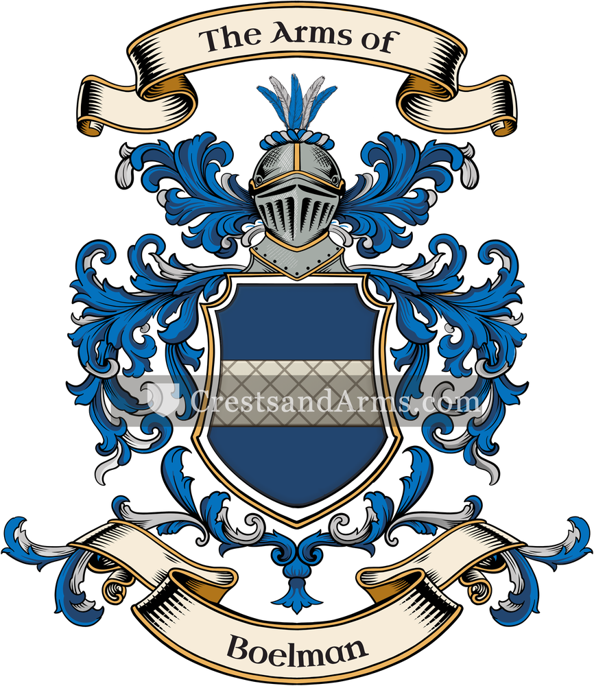 The Boelman coat of arms, drawn from the recorded blazon