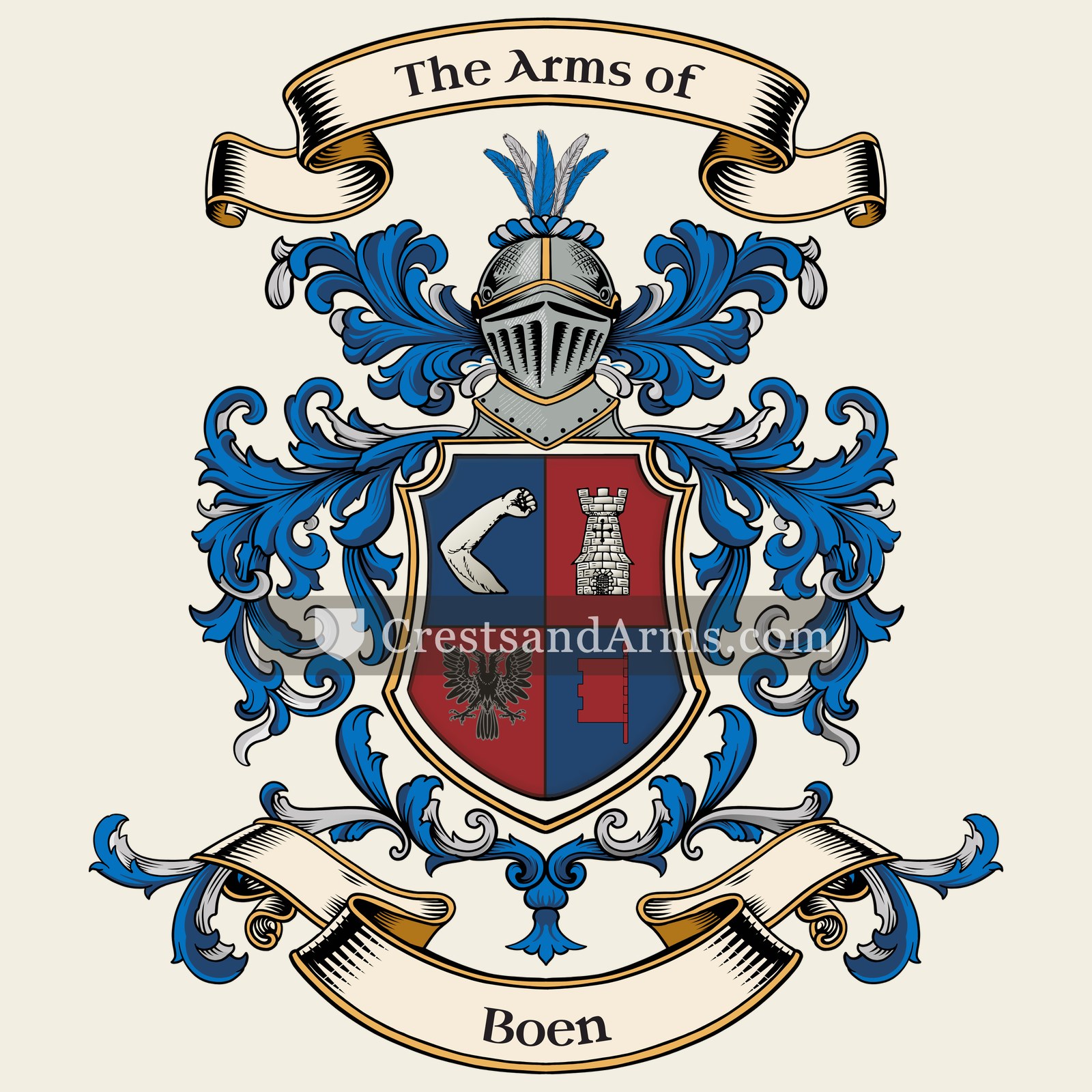 The Boen coat of arms, drawn from the recorded blazon
