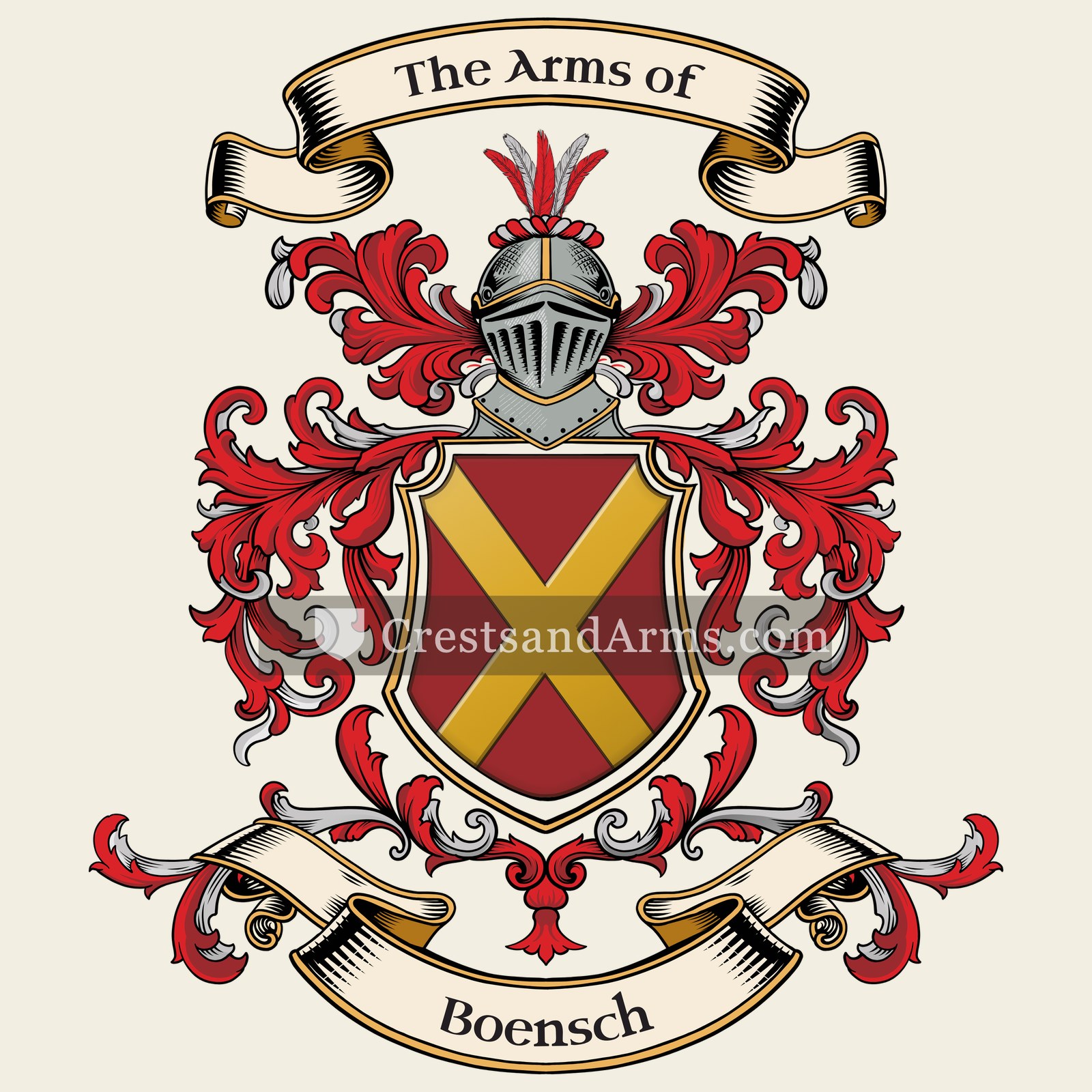 The Boensch coat of arms, drawn from the recorded blazon