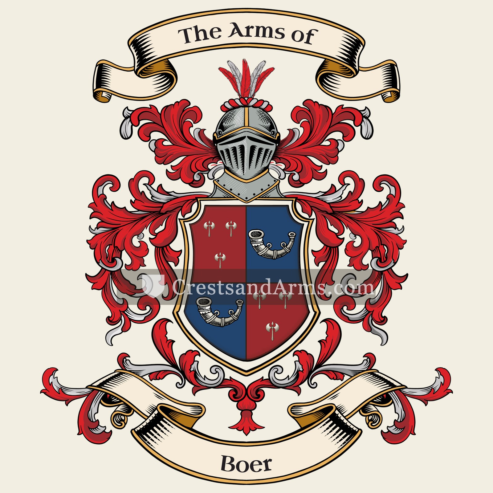The Boer coat of arms, drawn from the recorded blazon